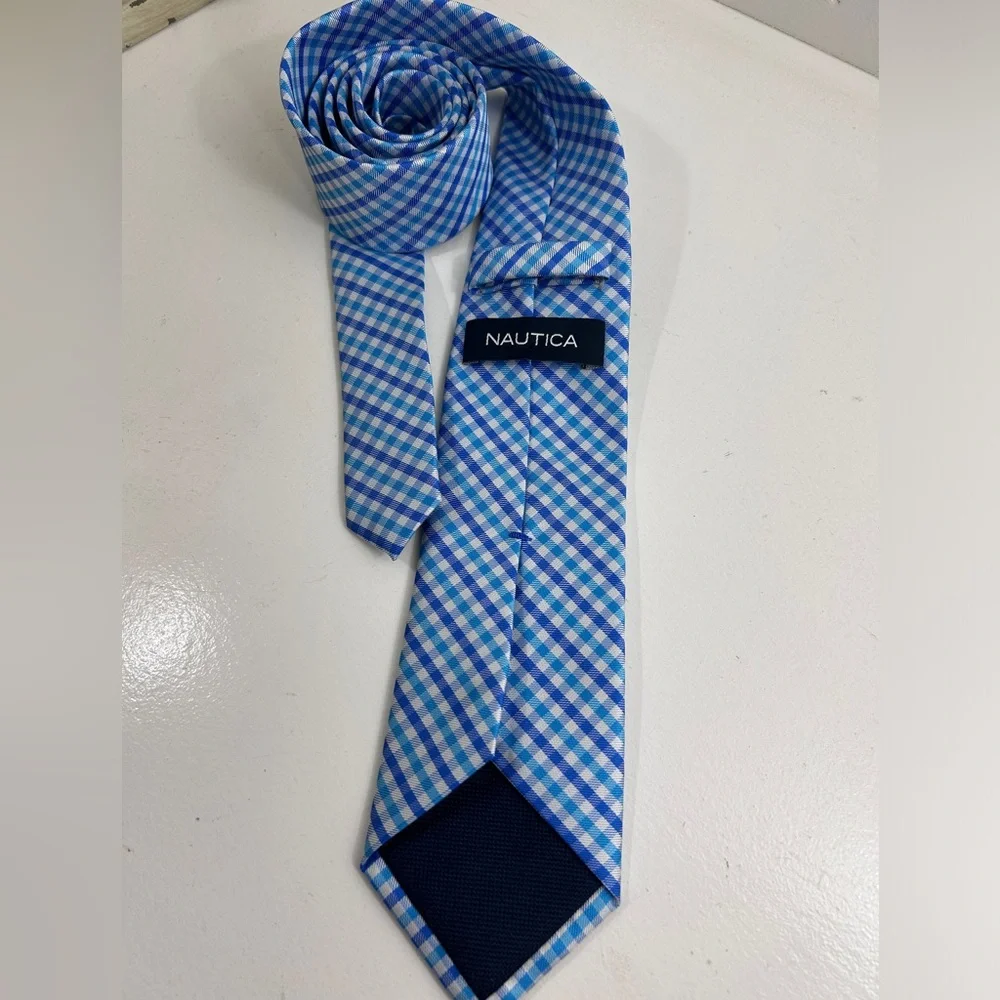 Nautica Preppy Stripes Blue Ocean Tie Plaid Quality Brand Beach Easter Spring